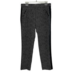 Rebecca Taylor Women’s Ava Techy Black Gray Trousers Size 12 Pants Tuxedo Stripe